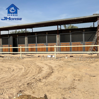 Customized Horse Stall Fronts With Welded Weave Technique 2.3m Height Steel And Bamboo (Điều này được thực hiện bằng thép và treo)