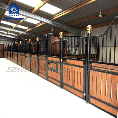 Trọng lượng nặng bột bọc ngựa thiết bị hộp ổn định ngựa cưỡi ngựa gian hàng phía trước với cửa sổ cho ăn