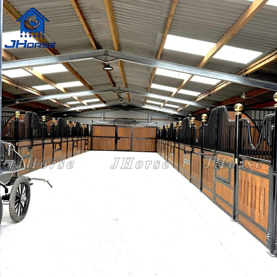 Heavy Duty Powder Coated Horse Stable Box Equipment Equestrian Horse Stall With Feeder Window (Thiết bị hộp ngựa ổn định với bột bột)