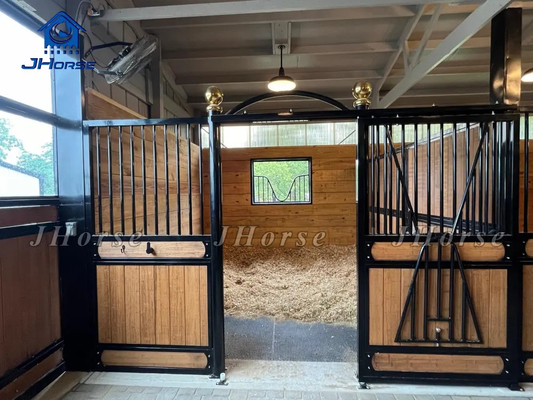 12ft Solid ngựa Stalls ngựa chăn ngựa Panel mặt trước với gỗ tre và cửa trượt